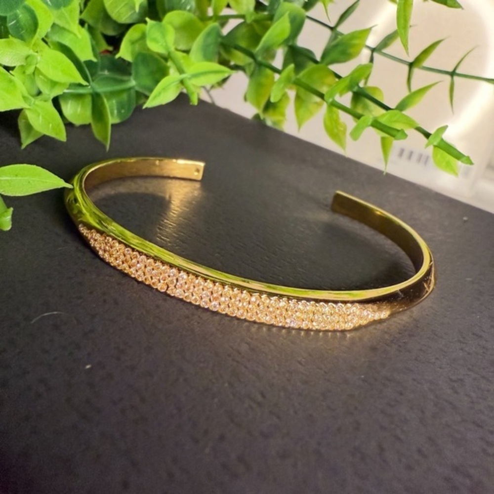 Kate Spade New York Raise the Bar Gold Pavé Open Cuff Bracelet NWT
